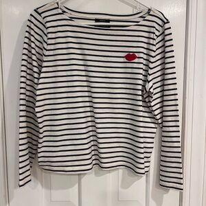 Select items BOGO free! 
Striped Long Sleeve Shirt with Red Lip Patch